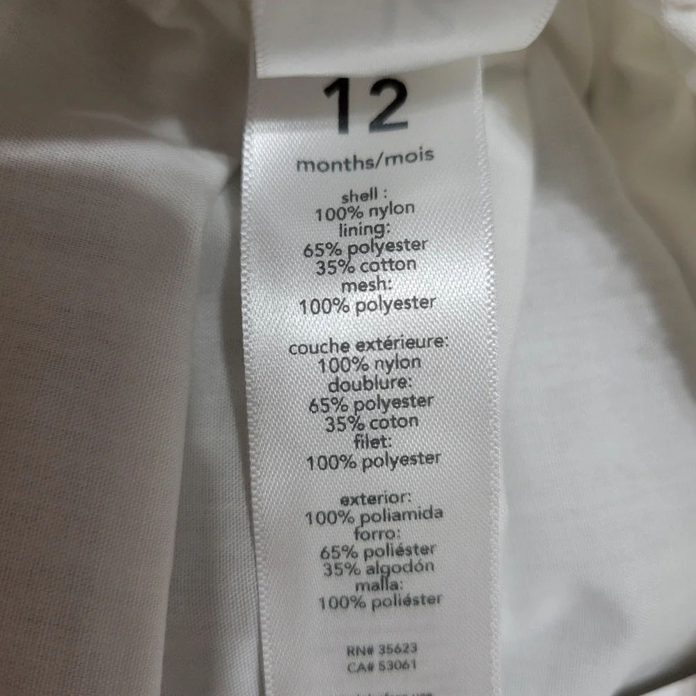 New Baby Girl Carter's White Silver Glitter Puff Skirt Size 12M